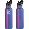 imageIRON FLASK Camping ampamp Hiking Hydration Canteens  3 Lids Narrow Straw Lid Leak Proof Vacuum Insulated Stainless Steel  Hot ampamp Cold Double Walled Sports Water Bottle  Fire 32 OzAurora