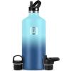 imageIRON FLASK Camping ampamp Hiking Hydration Canteens  3 Lids Narrow Straw Lid Leak Proof Vacuum Insulated Stainless Steel  Hot ampamp Cold Double Walled Sports Water Bottle  Fire 32 OzBlue Waves