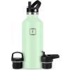 imageIRON FLASK Camping ampamp Hiking Hydration Canteens  3 Lids Narrow Straw Lid Leak Proof Vacuum Insulated Stainless Steel  Hot ampamp Cold Double Walled Sports Water Bottle  Fire 32 OzMint