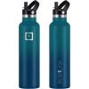 imageIRON FLASK Camping ampamp Hiking Hydration Canteens  3 Lids Narrow Straw Lid Leak Proof Vacuum Insulated Stainless Steel  Hot ampamp Cold Double Walled Sports Water Bottle  Fire 32 OzDark Night