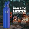 imageIRON FLASK Camping ampamp Hiking Hydration Canteens  3 Lids Narrow Straw Lid Leak Proof Vacuum Insulated Stainless Steel  Hot ampamp Cold Double Walled Sports Water Bottle  Fire 32 OzCobalt