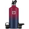 imageIRON FLASK Camping ampamp Hiking Hydration Canteens  3 Lids Narrow Straw Lid Leak Proof Vacuum Insulated Stainless Steel  Hot ampamp Cold Double Walled Sports Water Bottle  Fire 32 OzDark Rainbow