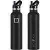 imageIRON FLASK Camping ampamp Hiking Hydration Canteens  3 Lids Narrow Straw Lid Leak Proof Vacuum Insulated Stainless Steel  Hot ampamp Cold Double Walled Sports Water Bottle  Fire 32 OzMidnight Black
