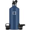imageIRON FLASK Camping ampamp Hiking Hydration Canteens  3 Lids Narrow Straw Lid Leak Proof Vacuum Insulated Stainless Steel  Hot ampamp Cold Double Walled Sports Water Bottle  Fire 32 OzTwilight Blue