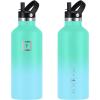 imageIRON FLASK Camping ampamp Hiking Hydration Canteens  3 Lids Narrow Straw Lid Leak Proof Vacuum Insulated Stainless Steel  Hot ampamp Cold Double Walled Sports Water Bottle  Fire 32 OzSky