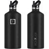 imageIRON FLASK Camping ampamp Hiking Hydration Canteens  3 Lids Narrow Straw Lid Leak Proof Vacuum Insulated Stainless Steel  Hot ampamp Cold Double Walled Sports Water Bottle  Fire 32 OzMidnight Black