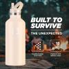 imageIRON FLASK Camping ampamp Hiking Hydration Canteens  3 Lids Narrow Straw Lid Leak Proof Vacuum Insulated Stainless Steel  Hot ampamp Cold Double Walled Sports Water Bottle  Fire 32 OzSand
