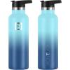 imageIRON FLASK Camping ampamp Hiking Hydration Canteens  3 Lids Narrow Straw Lid Leak Proof Vacuum Insulated Stainless Steel  Hot ampamp Cold Double Walled Sports Water Bottle  Fire 32 OzBlue Waves