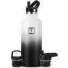 imageIRON FLASK Camping ampamp Hiking Hydration Canteens  3 Lids Narrow Straw Lid Leak Proof Vacuum Insulated Stainless Steel  Hot ampamp Cold Double Walled Sports Water Bottle  Fire 32 OzDay  Night