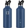 imageIRON FLASK Camping ampamp Hiking Hydration Canteens  3 Lids Narrow Straw Lid Leak Proof Vacuum Insulated Stainless Steel  Hot ampamp Cold Double Walled Sports Water Bottle  Fire 32 OzTwilight Blue