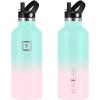 imageIRON FLASK Camping ampamp Hiking Hydration Canteens  3 Lids Narrow Straw Lid Leak Proof Vacuum Insulated Stainless Steel  Hot ampamp Cold Double Walled Sports Water Bottle  Fire 32 OzBubble Gum