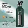 imageIRON FLASK Camping ampamp Hiking Hydration Canteens  3 Lids Narrow Straw Lid Leak Proof Vacuum Insulated Stainless Steel  Hot ampamp Cold Double Walled Sports Water Bottle  Fire 32 OzDark Pine