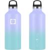 imageIRON FLASK Camping ampamp Hiking Hydration Canteens  3 Lids Narrow Straw Lid Leak Proof Vacuum Insulated Stainless Steel  Hot ampamp Cold Double Walled Sports Water Bottle  Fire 32 OzCotton Candy