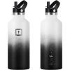 imageIRON FLASK Camping ampamp Hiking Hydration Canteens  3 Lids Narrow Straw Lid Leak Proof Vacuum Insulated Stainless Steel  Hot ampamp Cold Double Walled Sports Water Bottle  Fire 32 OzDay  Night