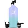 imageIRON FLASK Camping ampamp Hiking Hydration Canteens  3 Lids Narrow Straw Lid Leak Proof Vacuum Insulated Stainless Steel  Hot ampamp Cold Double Walled Sports Water Bottle  Fire 32 OzCotton Candy