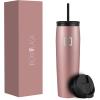 imageIRON FLASK Nomad Tumbler  2 Lids StrawFlip Vacuum Insulated Stainless Steel Bottle Double Walled Drinking Cup Thermos Coffee Travel Mug Water  Fire 24 OzRose Gold
