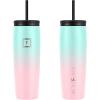 imageIRON FLASK Nomad Tumbler  2 Lids StrawFlip Vacuum Insulated Stainless Steel Bottle Double Walled Drinking Cup Thermos Coffee Travel Mug Water  Fire 24 OzBubble Gum