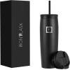 imageIRON FLASK Nomad Tumbler  2 Lids StrawFlip Vacuum Insulated Stainless Steel Bottle Double Walled Drinking Cup Thermos Coffee Travel Mug Water  Fire 24 OzMidnight Black