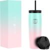imageIRON FLASK Nomad Tumbler  2 Lids StrawFlip Vacuum Insulated Stainless Steel Bottle Double Walled Drinking Cup Thermos Coffee Travel Mug Water  Fire 24 OzBubble Gum