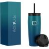 imageIRON FLASK Nomad Tumbler  2 Lids StrawFlip Vacuum Insulated Stainless Steel Bottle Double Walled Drinking Cup Thermos Coffee Travel Mug Water  Fire 24 OzDark Night