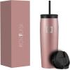 imageIRON FLASK Nomad Tumbler  2 Lids StrawFlip Vacuum Insulated Stainless Steel Bottle Double Walled Drinking Cup Thermos Coffee Travel Mug Water  Fire 24 OzRose Gold