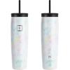 imageIRON FLASK Nomad Tumbler  2 Lids StrawFlip Vacuum Insulated Stainless Steel Bottle Double Walled Drinking Cup Thermos Coffee Travel Mug Water  Fire 24 OzPearl