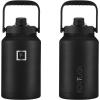 imageIRON FLASK Sports Water Bottle  128 OzOne Gallon1 Lid Vacuum Insulated Stainless Steel Hot Cold Double Walled Thermo Mug Metal Canteen Jug Growler Midnight BlackMidnight Black