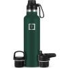 imageIRON FLASK Camping ampamp Hiking Hydration Canteens  3 Lids Narrow Spout Lid Leak Proof Vacuum Insulated Stainless Steel  Hot ampamp Cold Double Walled Sports Water Bottle  Day ampamp Night 64 OzDark Pine