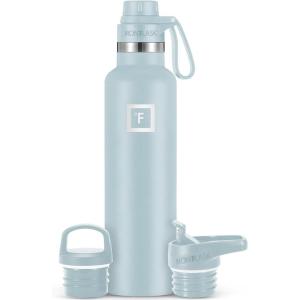 imageIRON FLASK Camping ampamp Hiking Hydration Canteens  3 Lids Narrow Spout Lid Leak Proof Vacuum Insulated Stainless Steel  Hot ampamp Cold Double Walled Sports Water Bottle  Day ampamp Night 64 OzMorning Mist