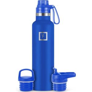 imageIRON FLASK Camping ampamp Hiking Hydration Canteens  3 Lids Narrow Spout Lid Leak Proof Vacuum Insulated Stainless Steel  Hot ampamp Cold Double Walled Sports Water Bottle  Day ampamp Night 64 OzCobalt