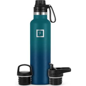 imageIRON FLASK Camping ampamp Hiking Hydration Canteens  3 Lids Narrow Spout Lid Leak Proof Vacuum Insulated Stainless Steel  Hot ampamp Cold Double Walled Sports Water Bottle  Day ampamp Night 64 OzDark Night