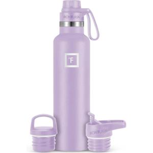 imageIRON FLASK Camping ampamp Hiking Hydration Canteens  3 Lids Narrow Spout Lid Leak Proof Vacuum Insulated Stainless Steel  Hot ampamp Cold Double Walled Sports Water Bottle  Day ampamp Night 64 OzLavender