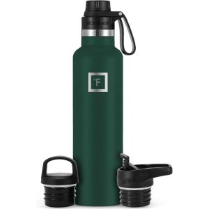 imageIRON FLASK Camping ampamp Hiking Hydration Canteens  3 Lids Narrow Spout Lid Leak Proof Vacuum Insulated Stainless Steel  Hot ampamp Cold Double Walled Sports Water Bottle  Day ampamp Night 64 OzDark Pine