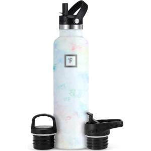 imageIRON FLASK Camping ampamp Hiking Hydration Canteens  3 Lids Narrow Spout Lid Leak Proof Vacuum Insulated Stainless Steel  Hot ampamp Cold Double Walled Sports Water Bottle  Day ampamp Night 64 OzPearl