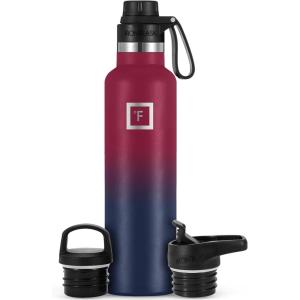 imageIRON FLASK Camping ampamp Hiking Hydration Canteens  3 Lids Narrow Spout Lid Leak Proof Vacuum Insulated Stainless Steel  Hot ampamp Cold Double Walled Sports Water Bottle  Day ampamp Night 64 OzDark Rainbow