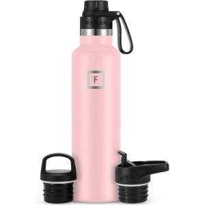 imageIRON FLASK Camping ampamp Hiking Hydration Canteens  3 Lids Narrow Spout Lid Leak Proof Vacuum Insulated Stainless Steel  Hot ampamp Cold Double Walled Sports Water Bottle  Day ampamp Night 64 OzRose