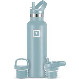 imageIRON FLASK Camping ampamp Hiking Hydration Canteens  3 Lids Narrow Straw Lid Leak Proof Vacuum Insulated Stainless Steel  Hot ampamp Cold Double Walled Sports Water Bottle  Fire 32 OzElemental Gray