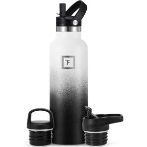 imageIRON FLASK Camping ampamp Hiking Hydration Canteens  3 Lids Narrow Straw Lid Leak Proof Vacuum Insulated Stainless Steel  Hot ampamp Cold Double Walled Sports Water Bottle  Fire 32 OzDay  Night
