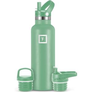imageIRON FLASK Camping ampamp Hiking Hydration Canteens  3 Lids Narrow Straw Lid Leak Proof Vacuum Insulated Stainless Steel  Hot ampamp Cold Double Walled Sports Water Bottle  Fire 32 OzSage