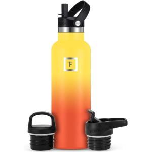 imageIRON FLASK Camping ampamp Hiking Hydration Canteens  3 Lids Narrow Straw Lid Leak Proof Vacuum Insulated Stainless Steel  Hot ampamp Cold Double Walled Sports Water Bottle  Fire 32 OzFire