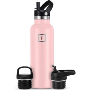 imageIRON FLASK Camping ampamp Hiking Hydration Canteens  3 Lids Narrow Straw Lid Leak Proof Vacuum Insulated Stainless Steel  Hot ampamp Cold Double Walled Sports Water Bottle  Fire 32 OzRose
