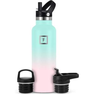 imageIRON FLASK Camping ampamp Hiking Hydration Canteens  3 Lids Narrow Straw Lid Leak Proof Vacuum Insulated Stainless Steel  Hot ampamp Cold Double Walled Sports Water Bottle  Fire 32 OzBubble Gum