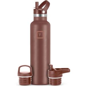 imageIRON FLASK Camping ampamp Hiking Hydration Canteens  3 Lids Narrow Straw Lid Leak Proof Vacuum Insulated Stainless Steel  Hot ampamp Cold Double Walled Sports Water Bottle  Fire 32 OzAutumn Cocoa