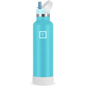 imageIRON FLASK Camping ampamp Hiking Hydration Canteens  3 Lids Narrow Straw Lid Leak Proof Vacuum Insulated Stainless Steel  Hot ampamp Cold Double Walled Sports Water Bottle  Fire 32 OzAzure Mist