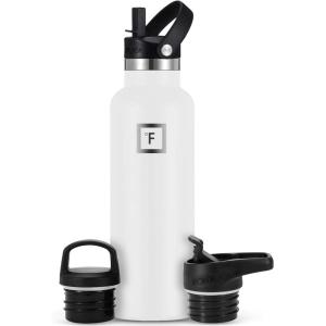 imageIRON FLASK Camping ampamp Hiking Hydration Canteens  3 Lids Narrow Straw Lid Leak Proof Vacuum Insulated Stainless Steel  Hot ampamp Cold Double Walled Sports Water Bottle  Fire 32 OzWinter White