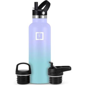 imageIRON FLASK Camping ampamp Hiking Hydration Canteens  3 Lids Narrow Straw Lid Leak Proof Vacuum Insulated Stainless Steel  Hot ampamp Cold Double Walled Sports Water Bottle  Fire 32 OzCotton Candy