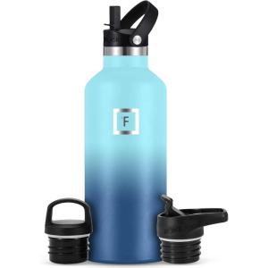 imageIRON FLASK Camping ampamp Hiking Hydration Canteens  3 Lids Narrow Straw Lid Leak Proof Vacuum Insulated Stainless Steel  Hot ampamp Cold Double Walled Sports Water Bottle  Fire 32 OzBlue Waves 3