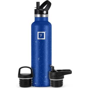 imageIRON FLASK Camping ampamp Hiking Hydration Canteens  3 Lids Narrow Straw Lid Leak Proof Vacuum Insulated Stainless Steel  Hot ampamp Cold Double Walled Sports Water Bottle  Fire 32 OzCobalt Blue Speckle