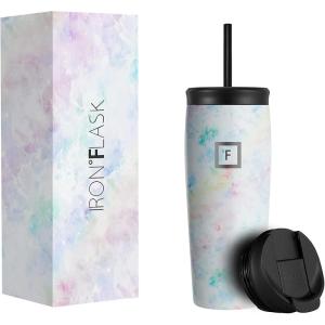 imageIRON FLASK Nomad Tumbler  2 Lids StrawFlip Vacuum Insulated Stainless Steel Bottle Double Walled Drinking Cup Thermos Coffee Travel Mug Water  Fire 24 OzPearl