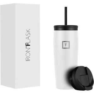 imageIRON FLASK Nomad Tumbler  2 Lids StrawFlip Vacuum Insulated Stainless Steel Bottle Double Walled Drinking Cup Thermos Coffee Travel Mug Water  Fire 24 OzWhite
